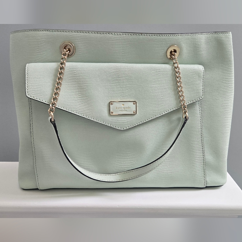 Kate Spade Light Green Shoulder Bag with Gold Accents